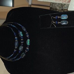 Navy Blue, Green Stunning Necklace Set J43